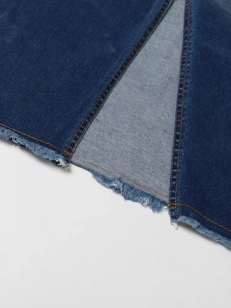Pre Order:  High Waisted Ombre Denim Skirt