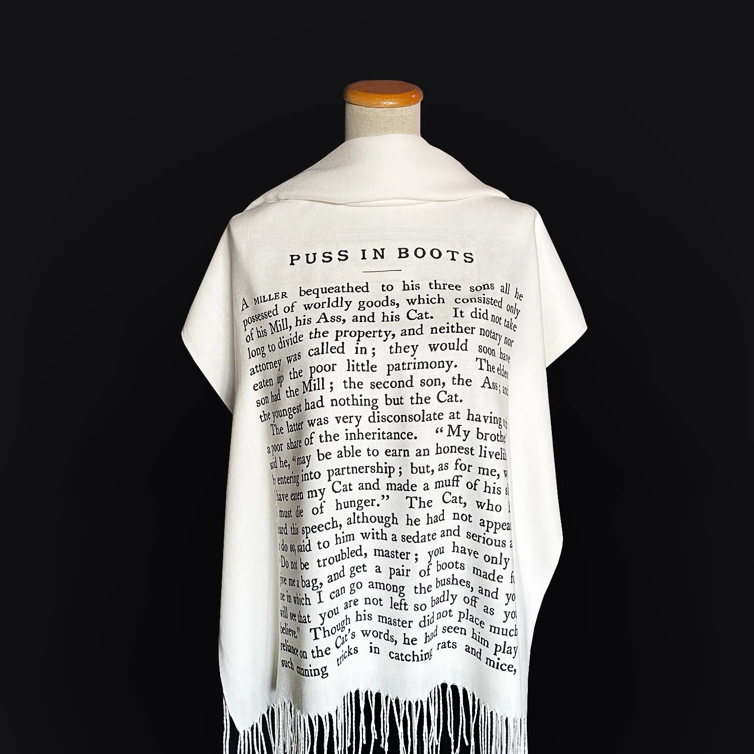 Puss in Boots Scarf Shawl Wrap, Brothers Grimm Fairy Tale, Book Lover Gift, Bookish Accessories, Literary Print Scarf, Book Print Scarf