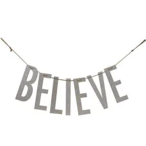 "Believe" Silver Wood Garland