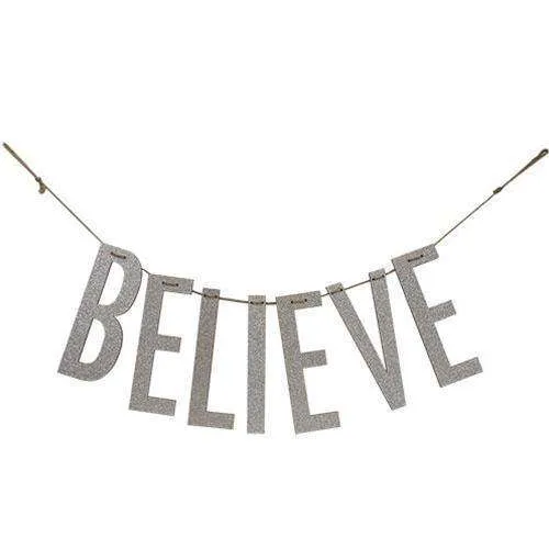 "Believe" Silver Wood Garland