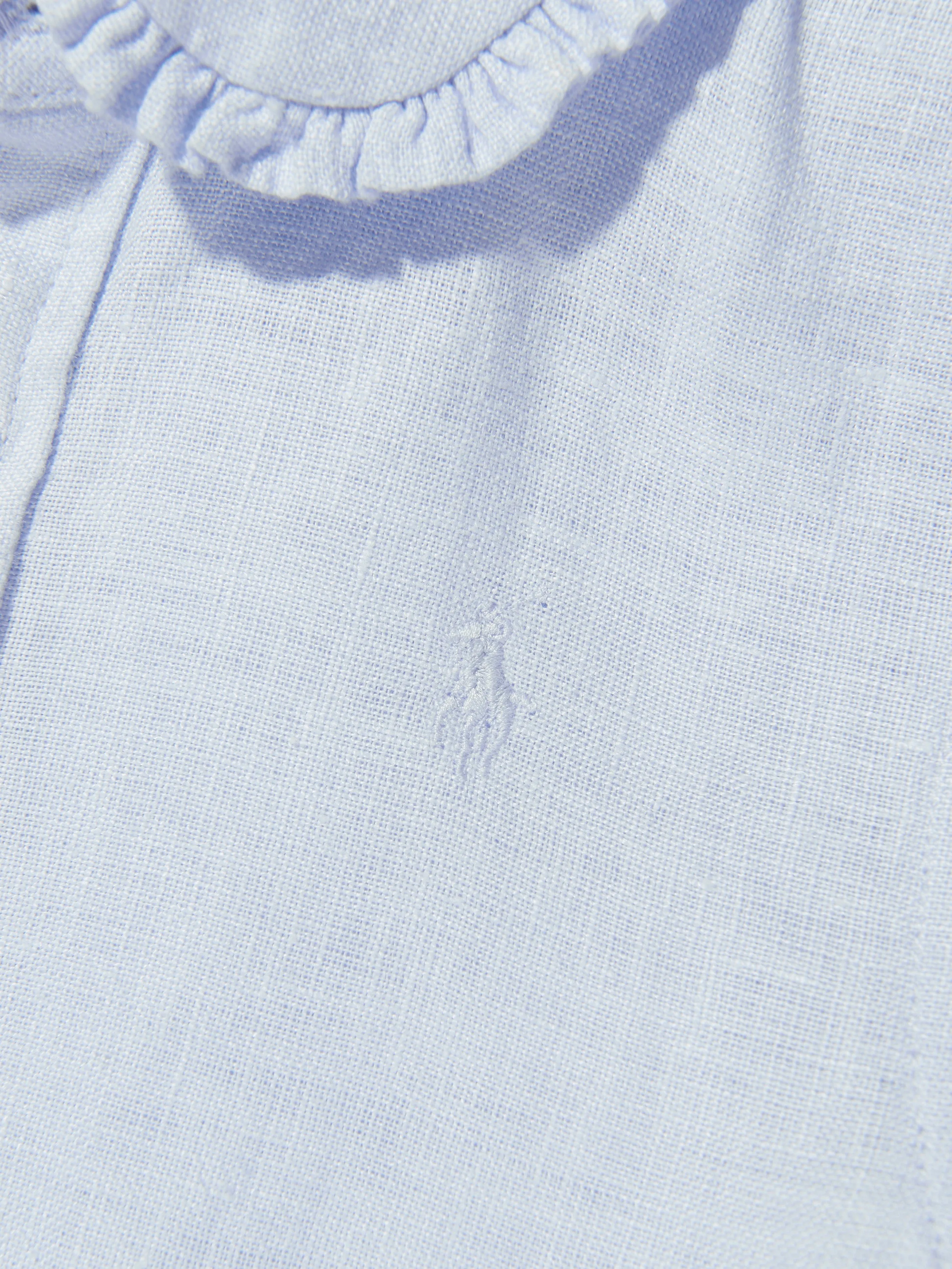 Ralph Lauren Girls Embroidered Shirt Dress in Blue