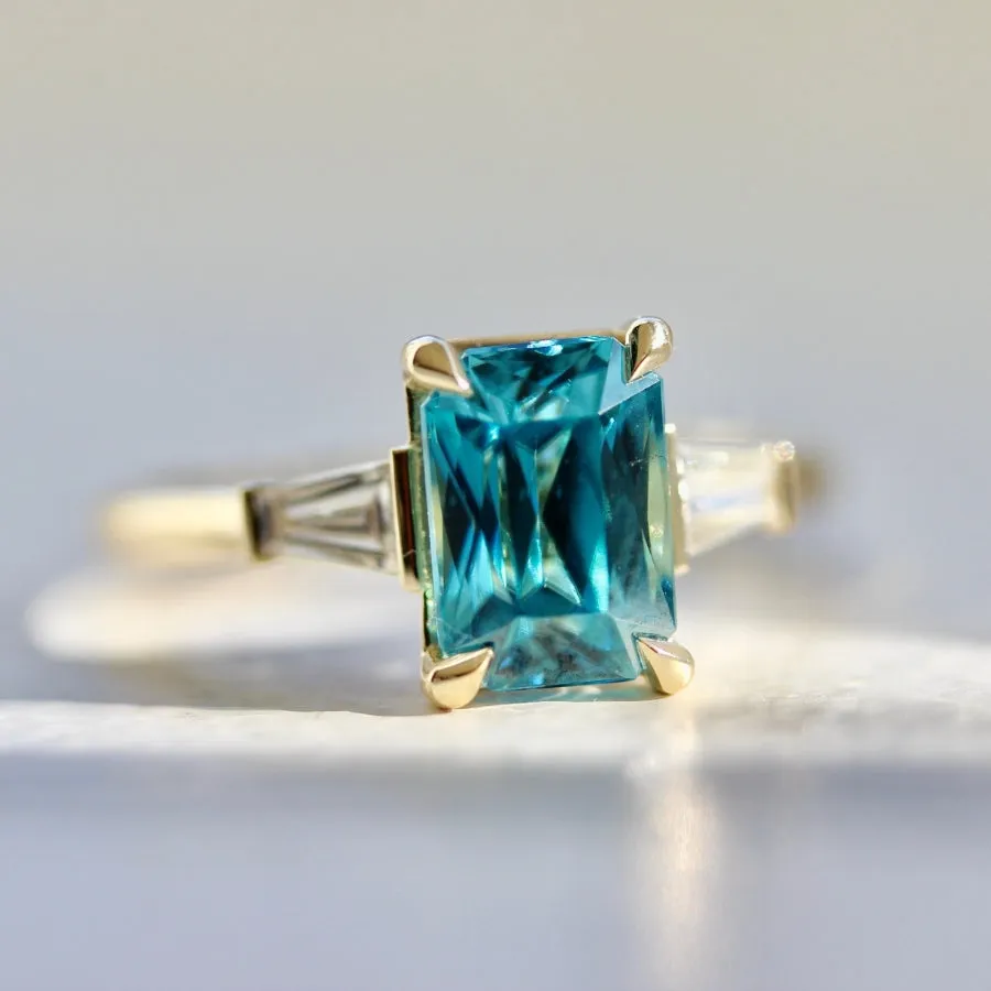 Regatta Teal Radiant Cut Zircon Ring