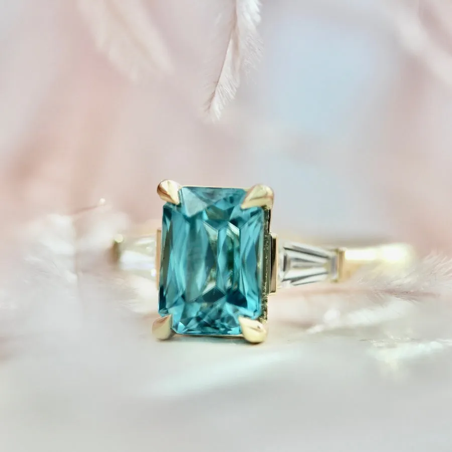 Regatta Teal Radiant Cut Zircon Ring