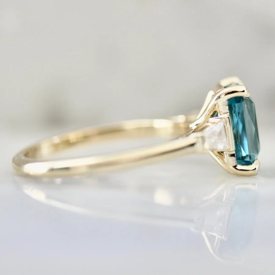 Regatta Teal Radiant Cut Zircon Ring