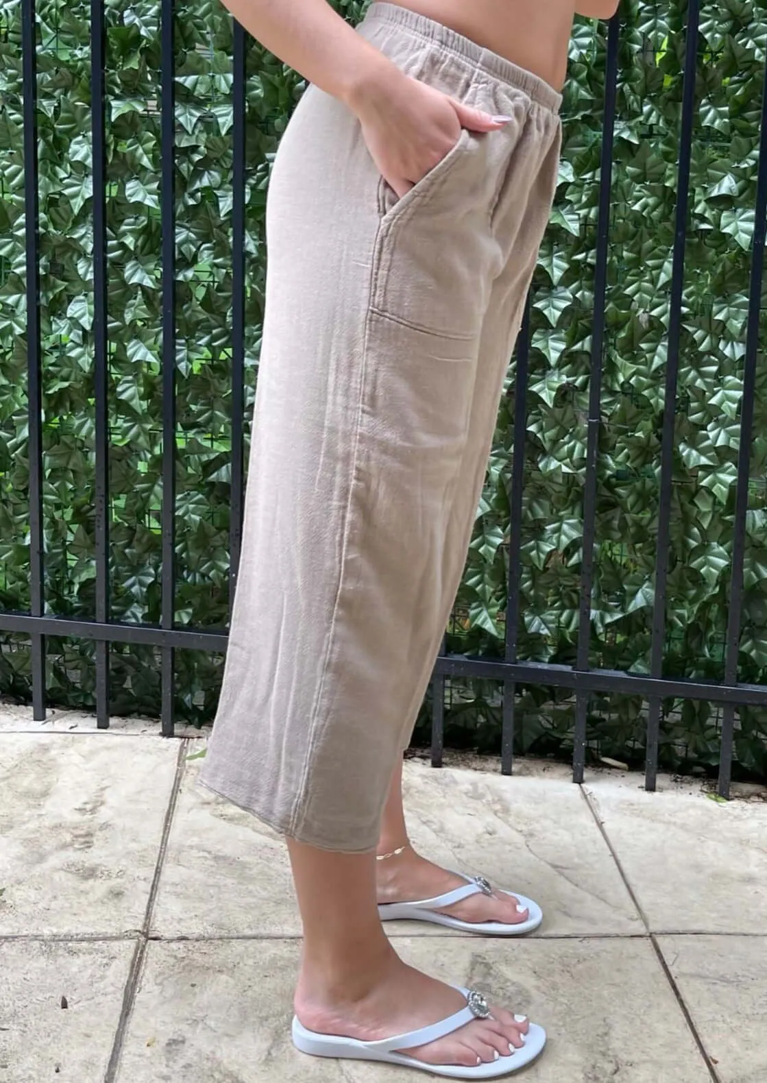 Relaxed Cotton Cropped Pants Made in USA