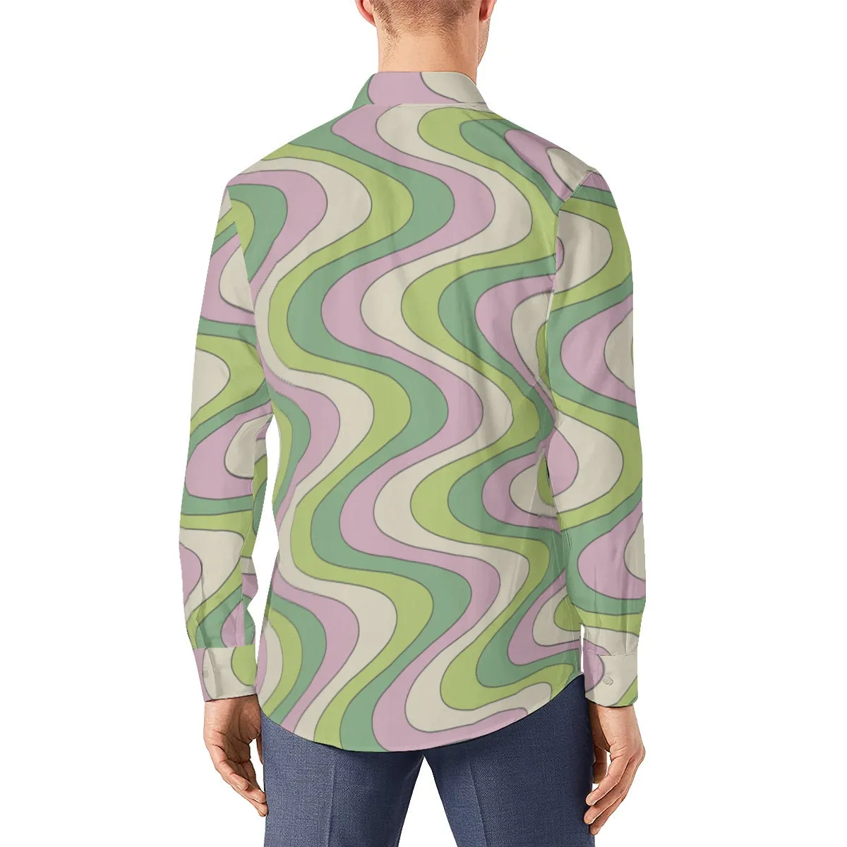 Retro Shirt Men, Vintage Style Shirt Men, 70s inspired top, 70s shirt men, 70s style top Men, Hippie Top, Green Stripe Shirt, Groovy Top