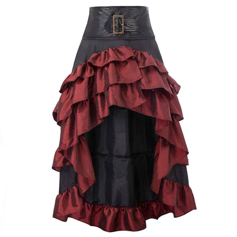 Retro Short Long Back Irregular Chameleon Ruffles High Waist Stitching Cake Women's Dress