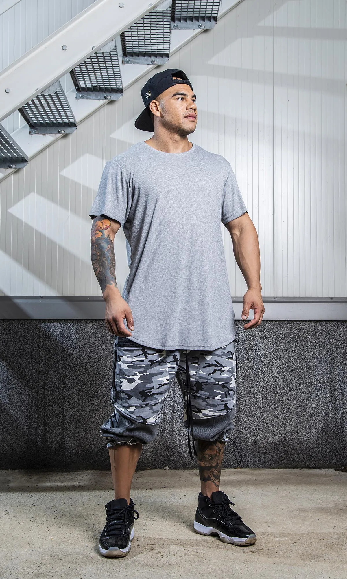 Rib T-Shirt with Curved Hemline