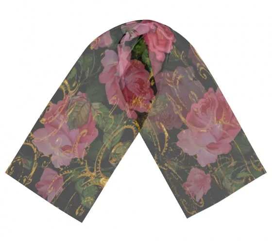 Rose Floral Chiffon Scarf