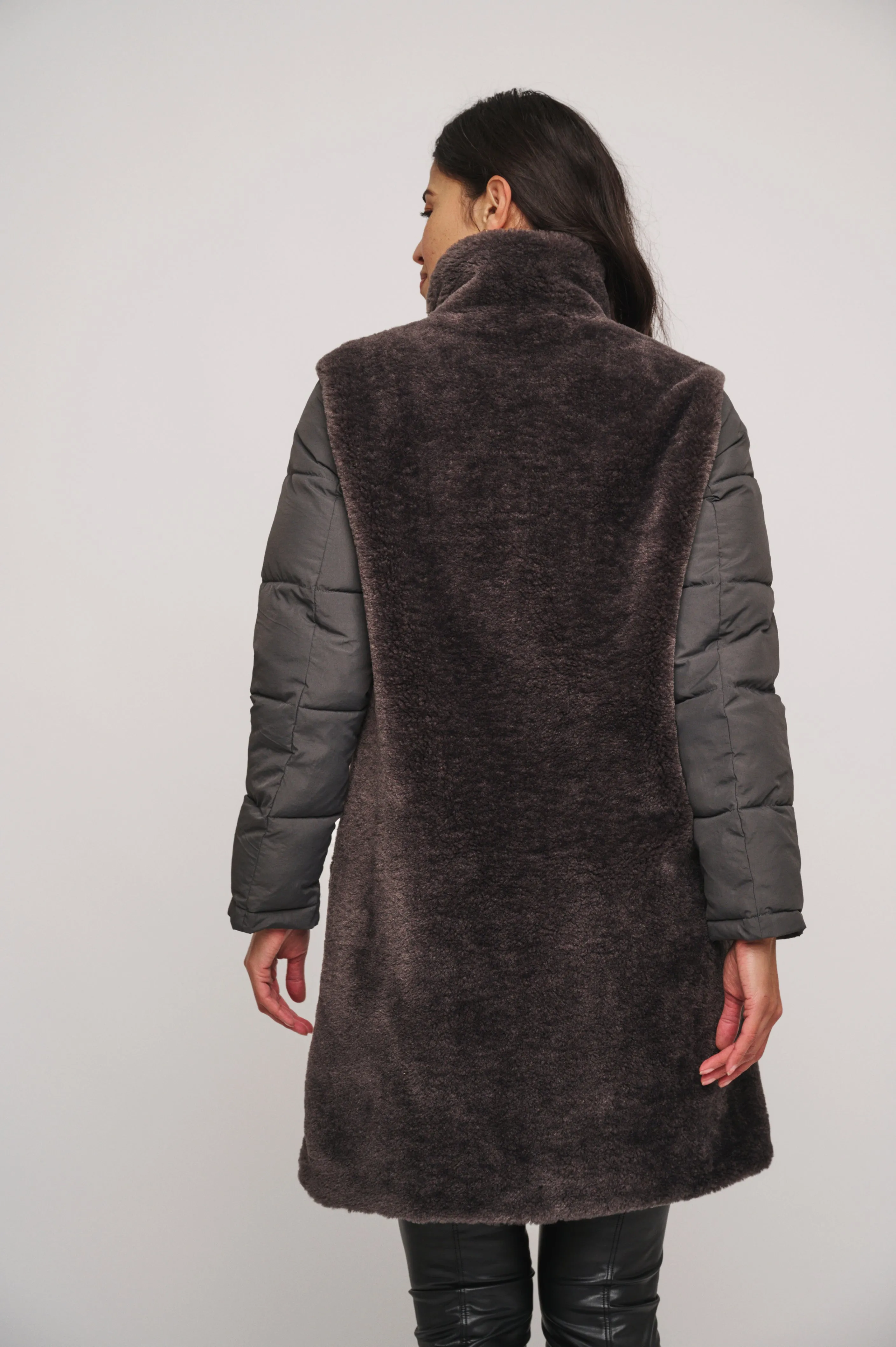 Rouke Faux Fur Coat - Graphite