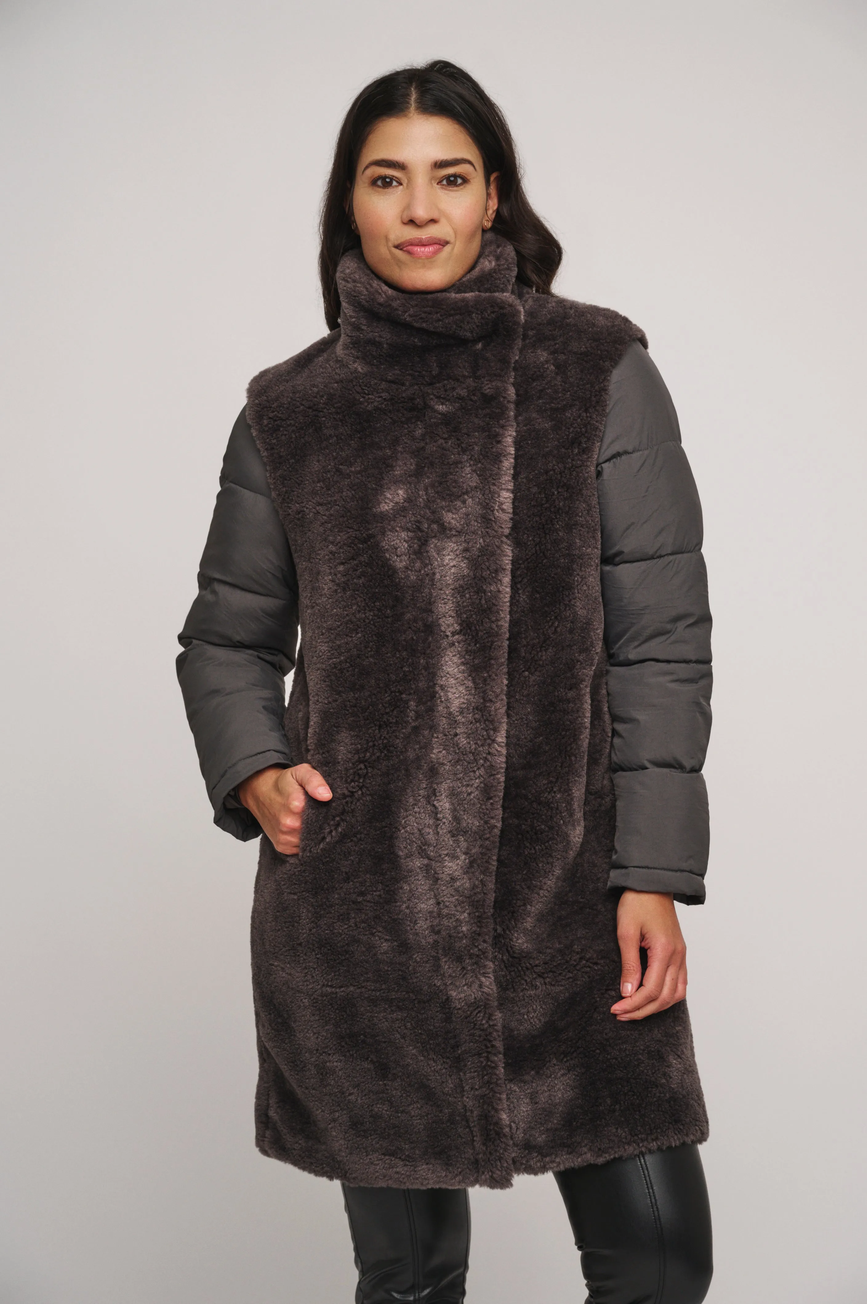Rouke Faux Fur Coat - Graphite