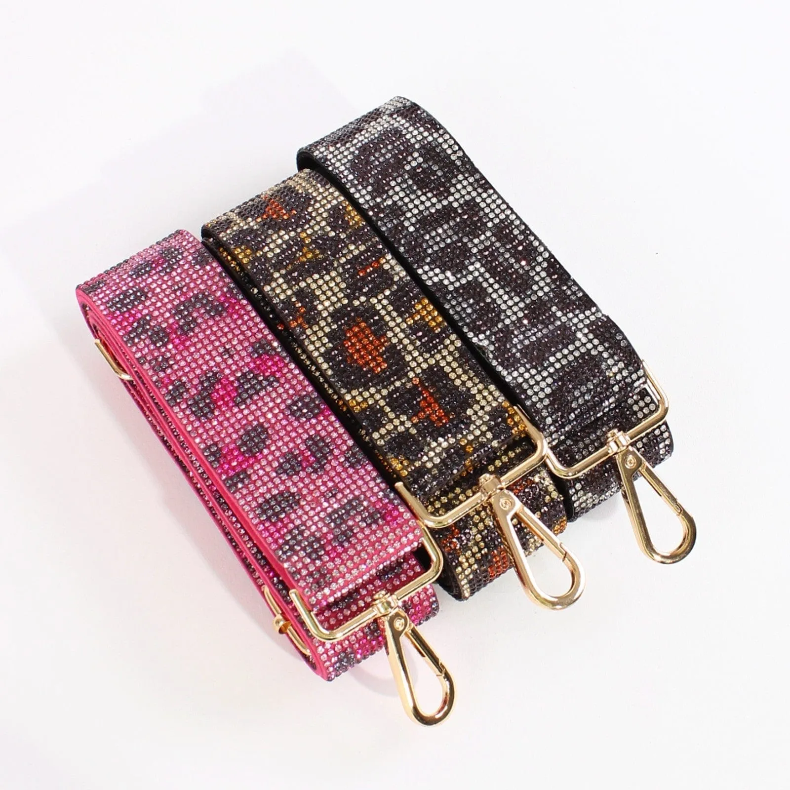 RS038L Sparkling Rhinestone Leopard Guitar Strap