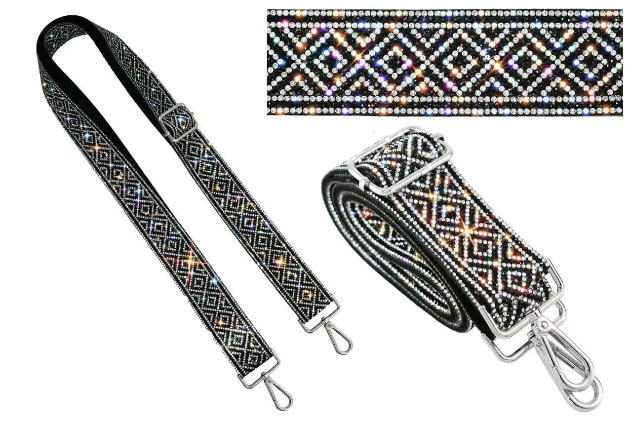 RS038R Sparkling Rhinestone Diamond Pattern Guitar Strap