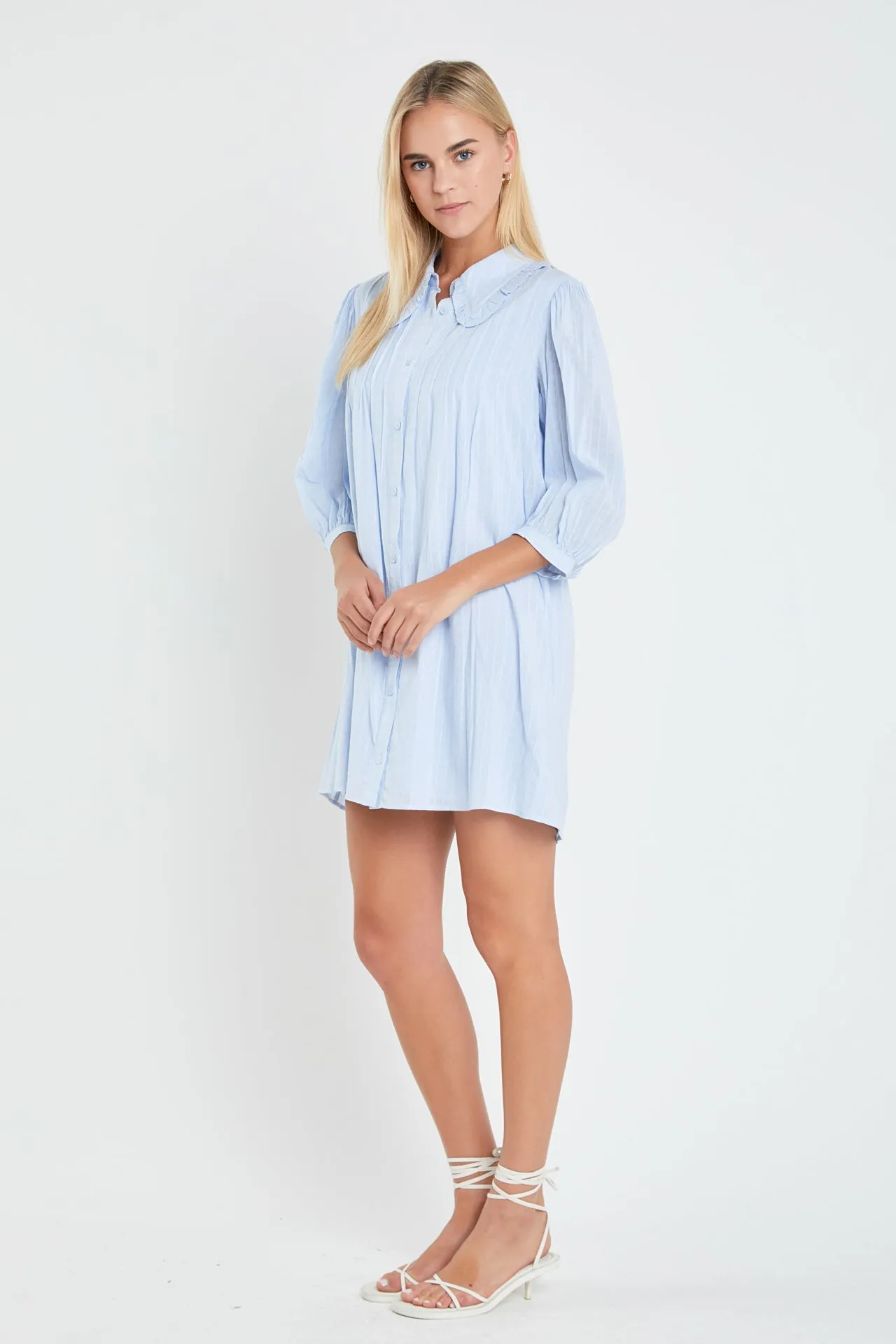 Ruffled Collar Shirt Dress