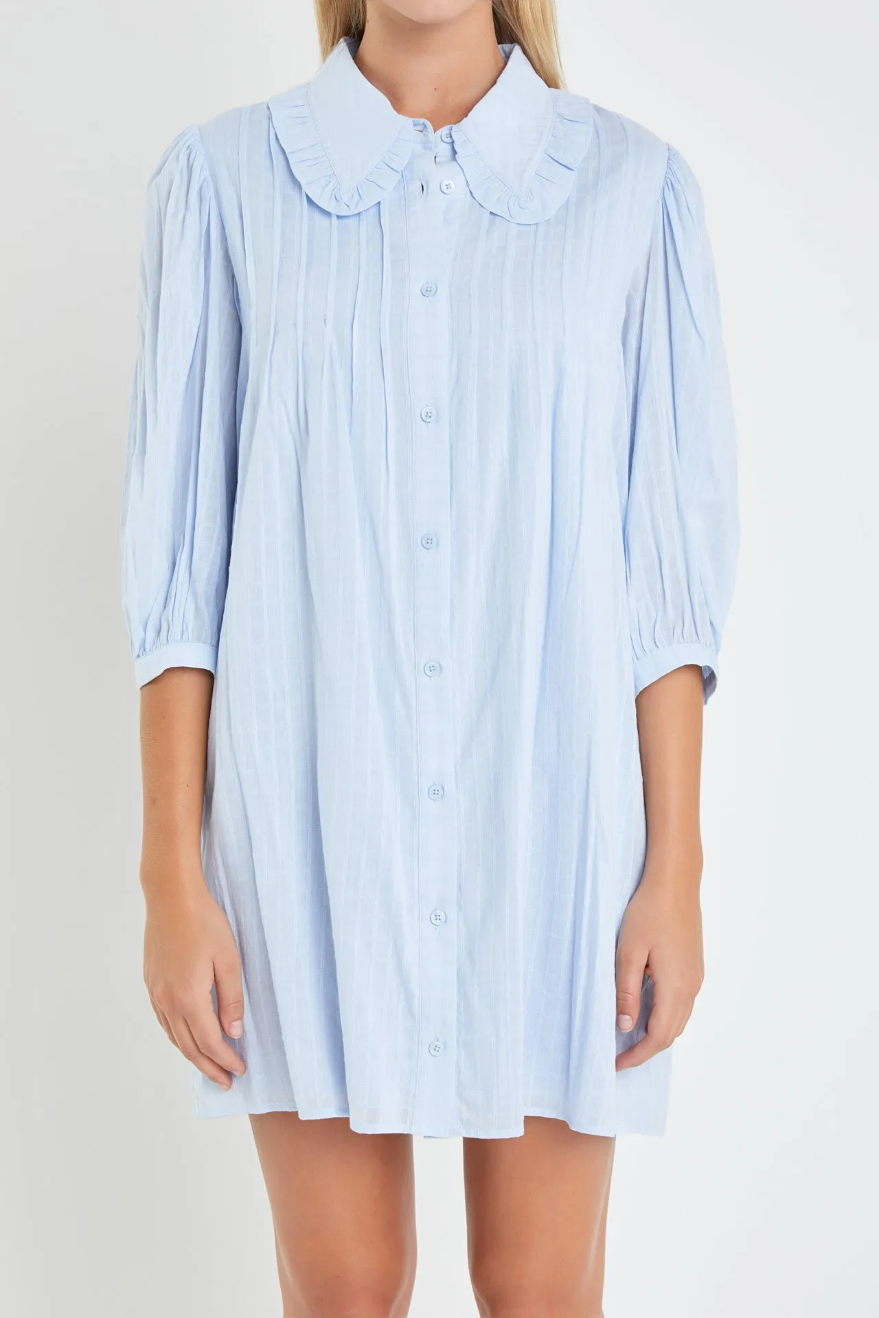 Ruffled Collar Shirt Dress