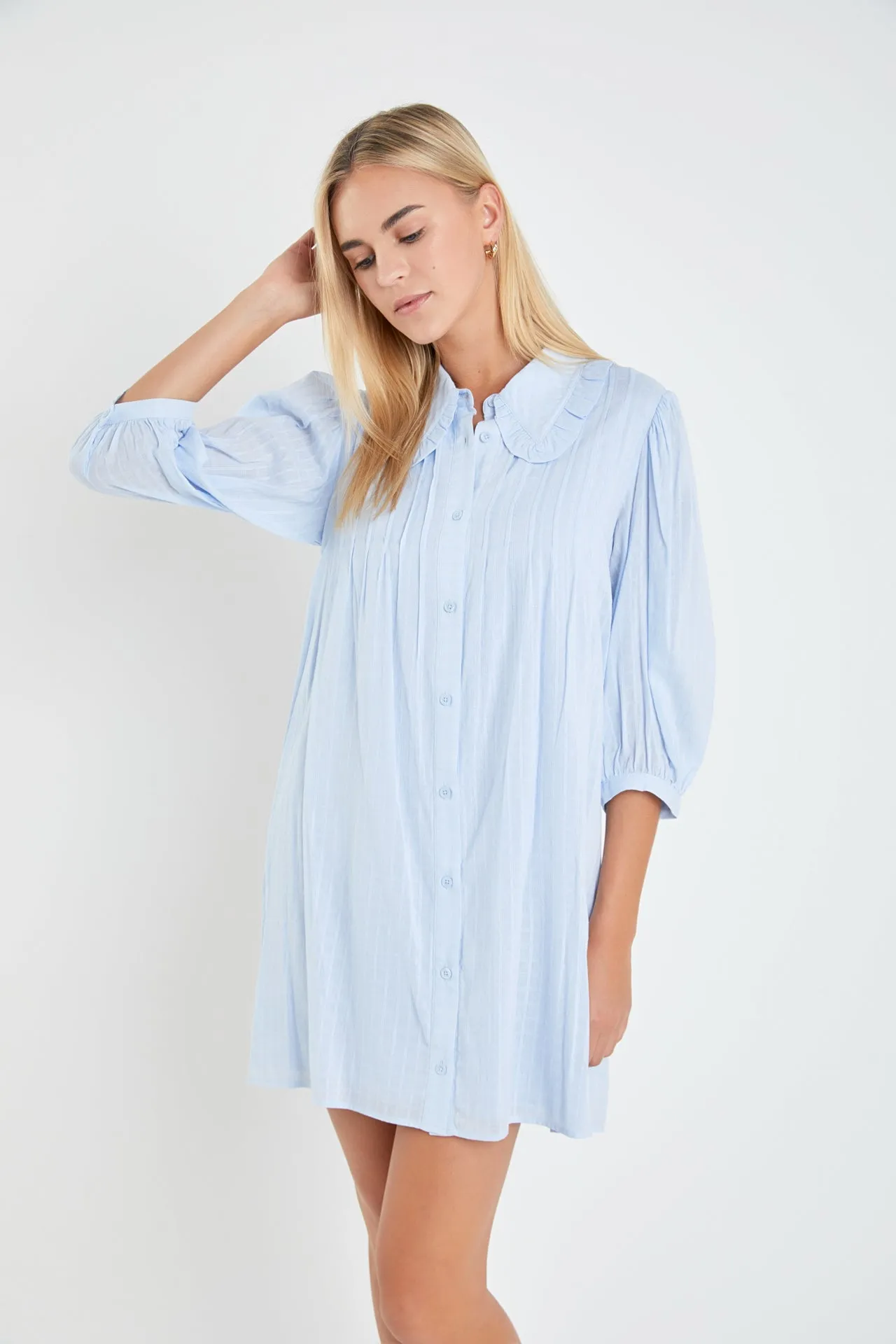 Ruffled Collar Shirt Dress