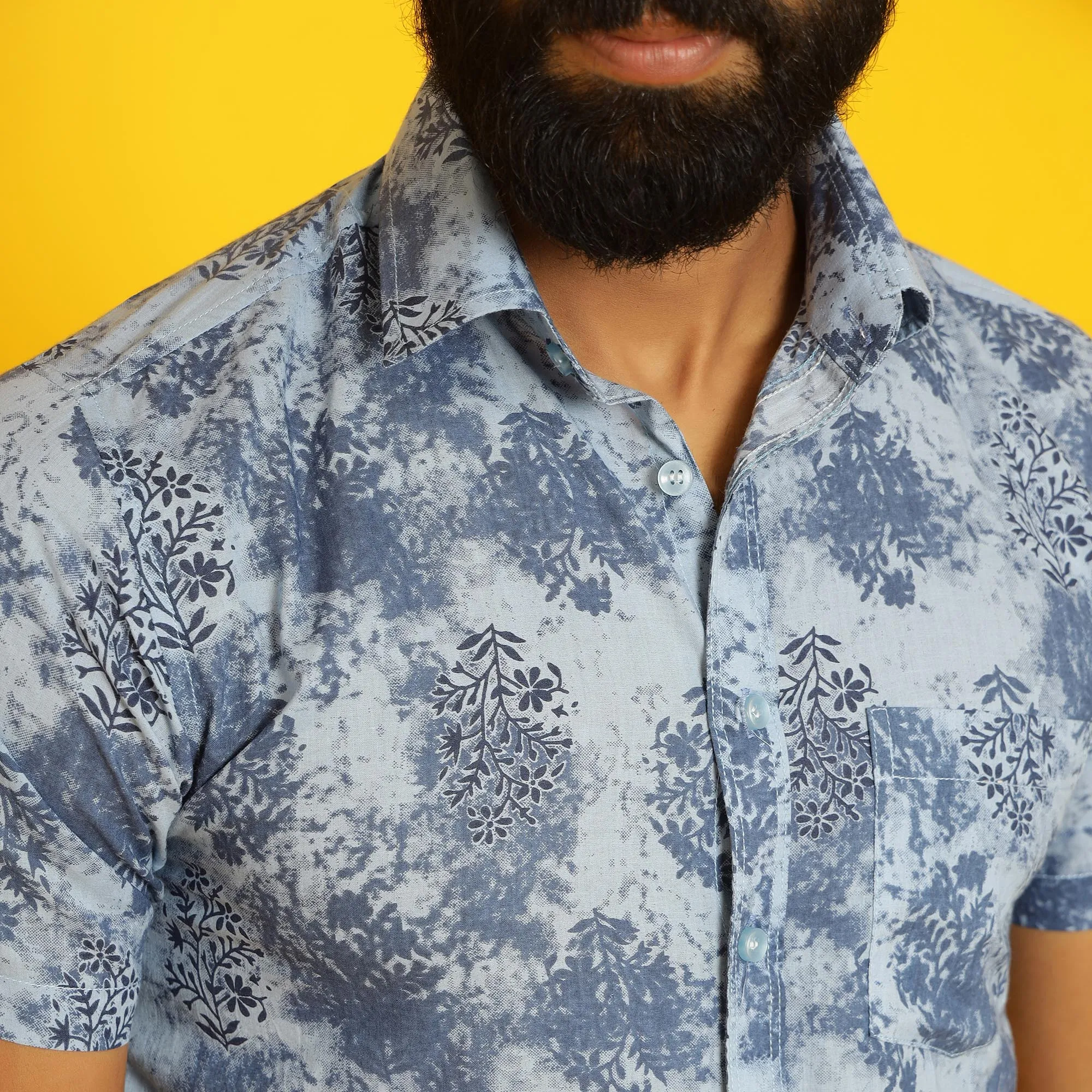 Sanskruti Homes Light Blue Cotton Printed Shirt