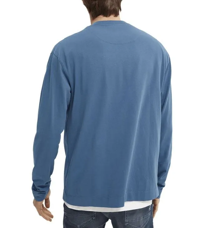 Scotch & Soda Grandad Long Sleeved T-shirt - Seventies Blue