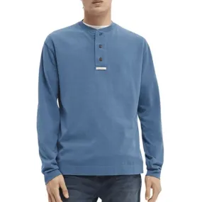 Scotch & Soda Grandad Long Sleeved T-shirt - Seventies Blue