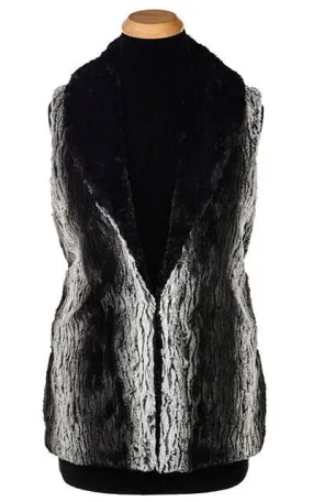 Shawl Collar Vest - Luxury Faux Fur in Smouldering Sequoia with Cuddly Fur in Black Shawl Collar Vest - Luxury Faux Fur in Smouldering Sequoia with Cuddly Fur in Black