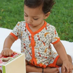 Short Sleeve Bamboo Romper - Foxes & Leopards