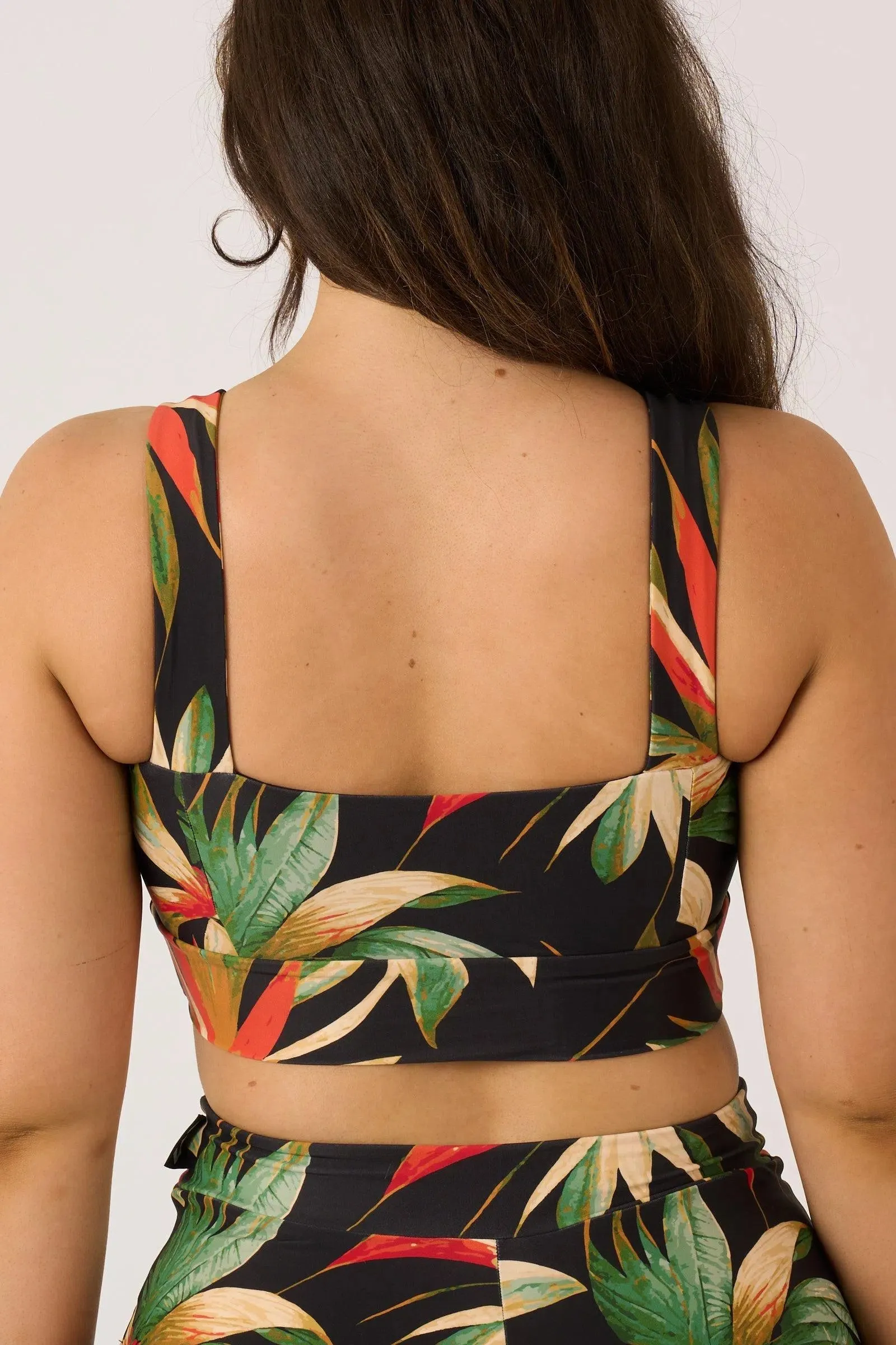 Silky Square Neck Comfort Crop Top - Black Tropico