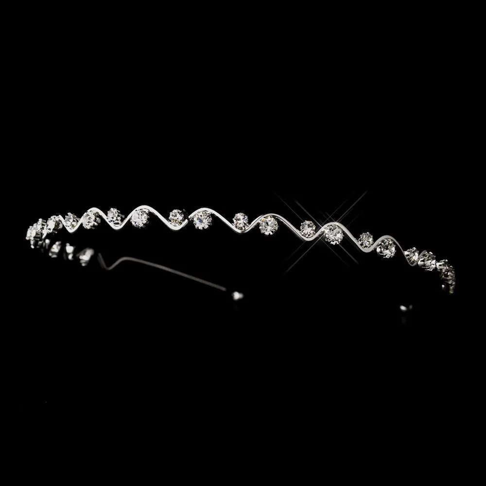 Silver Plated Crystal Wavy Swirls Wedding Headband