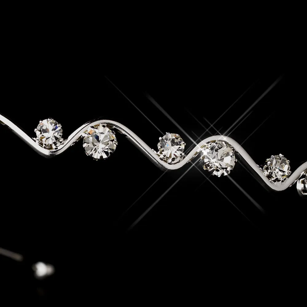 Silver Plated Crystal Wavy Swirls Wedding Headband