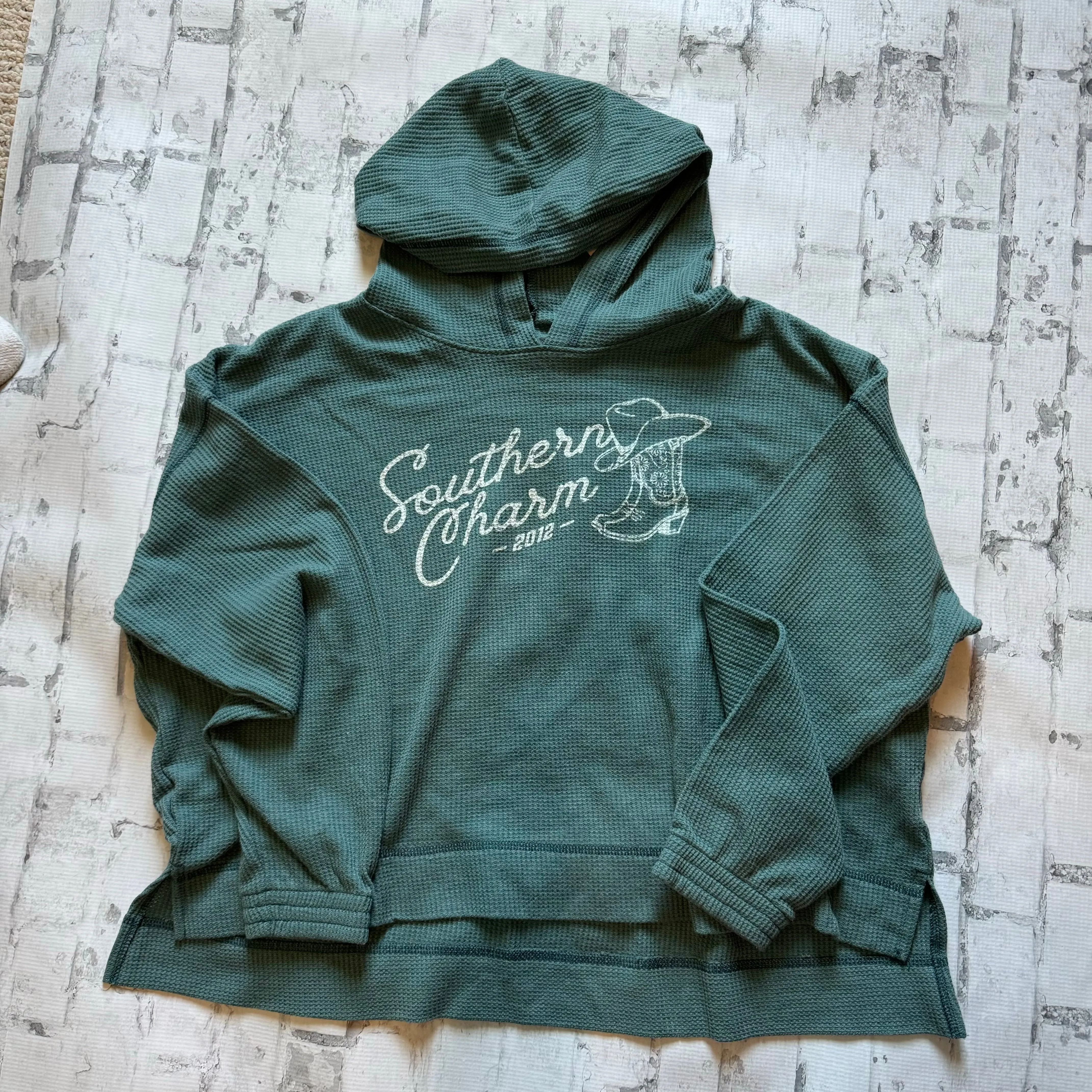 Southern Charm “Floral Cowboy Boot" Long Sleeve T-shirt - Lagoon