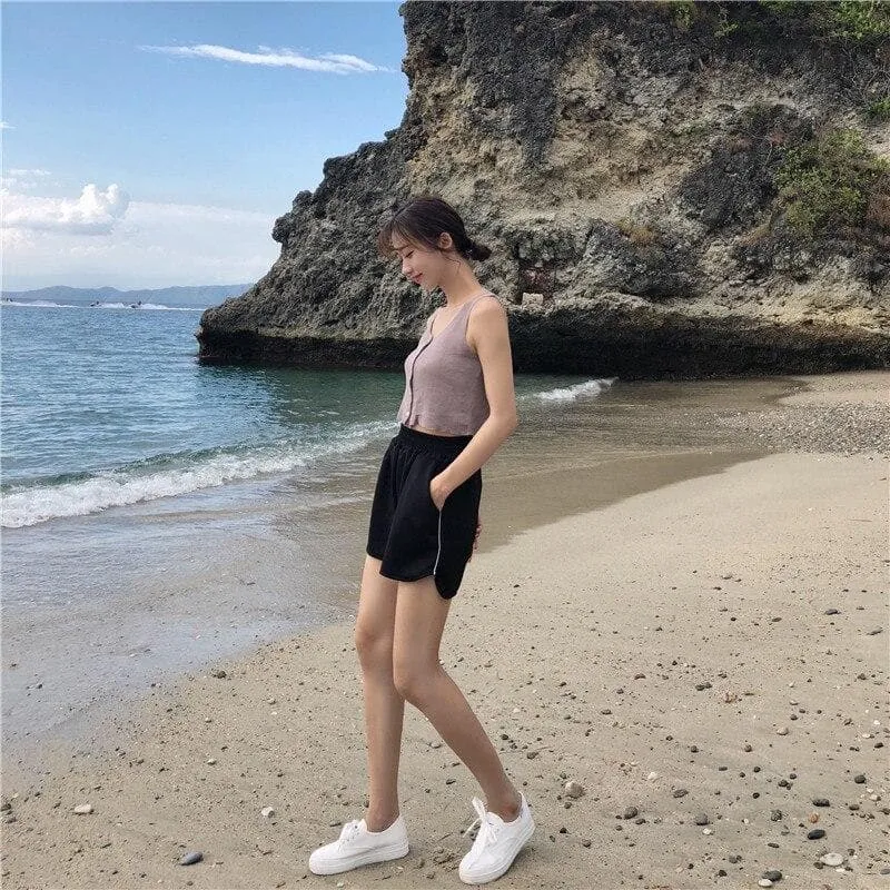 Sporty Shorts With Side Stripe
