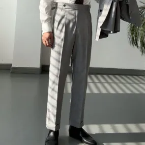 Stripe High Waist Flat Front Trousers