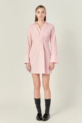 Striped Combo Twist Front Shirt Dress