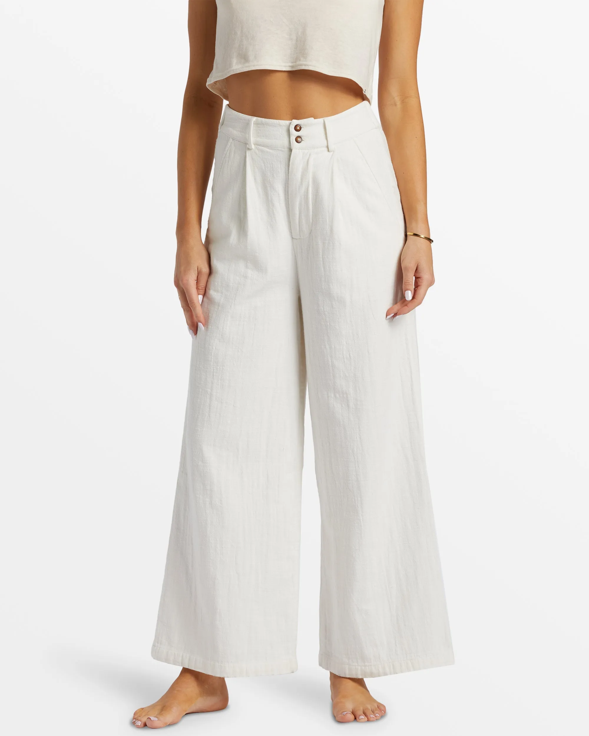 Tailor Made Wide Leg Pants - Salt Crystal
