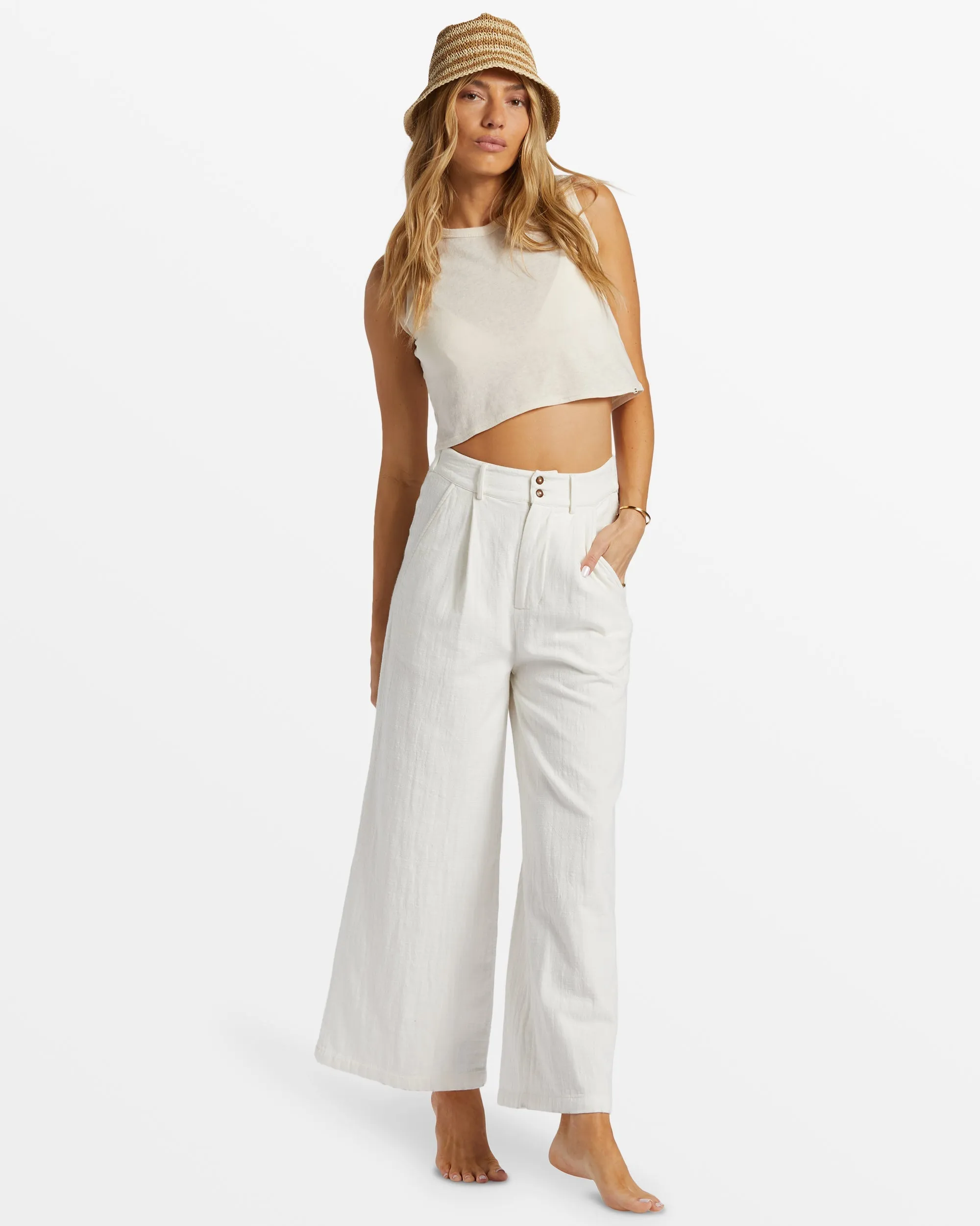 Tailor Made Wide Leg Pants - Salt Crystal