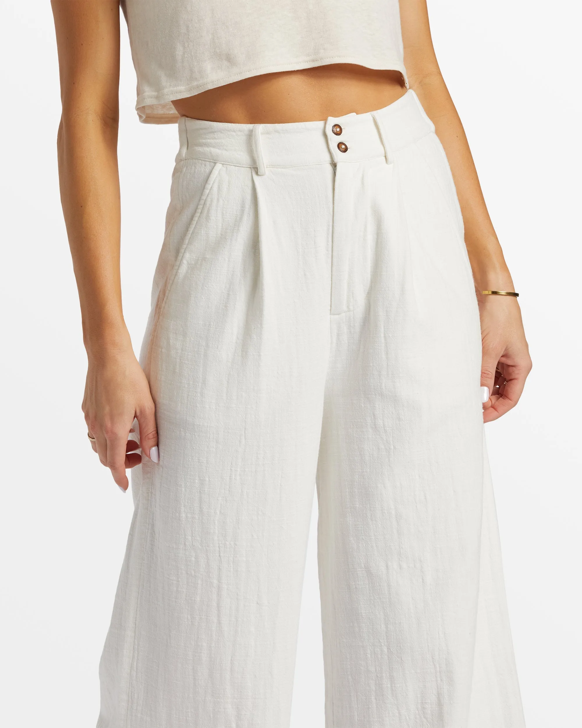 Tailor Made Wide Leg Pants - Salt Crystal
