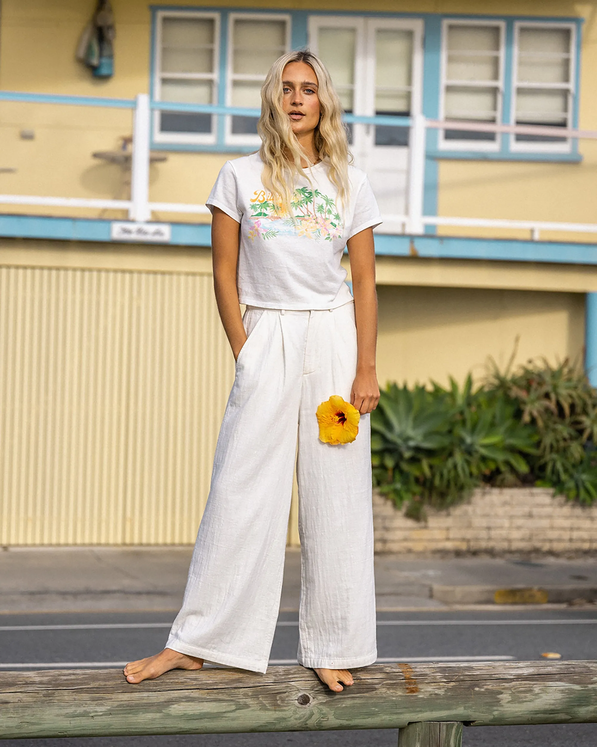 Tailor Made Wide Leg Pants - Salt Crystal