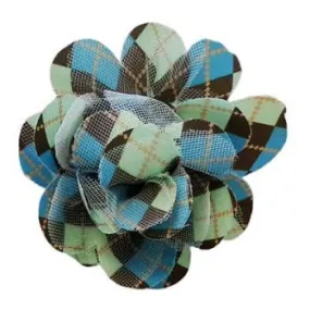 Teal Argyle Collar Flower