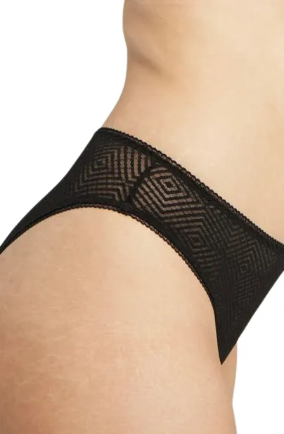 The Sheer Deco High Leg Brief Black