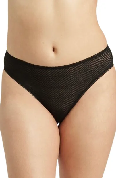 The Sheer Deco High Leg Brief Black