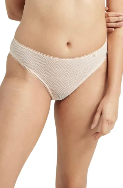 The Sheer Deco High Leg Brief Blush Pink