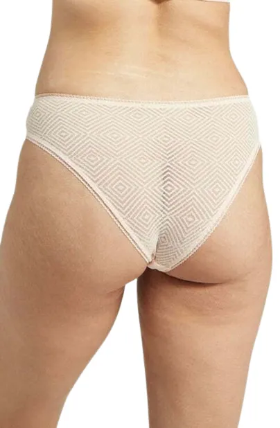 The Sheer Deco High Leg Brief Blush Pink