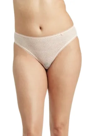 The Sheer Deco High Leg Brief Blush Pink