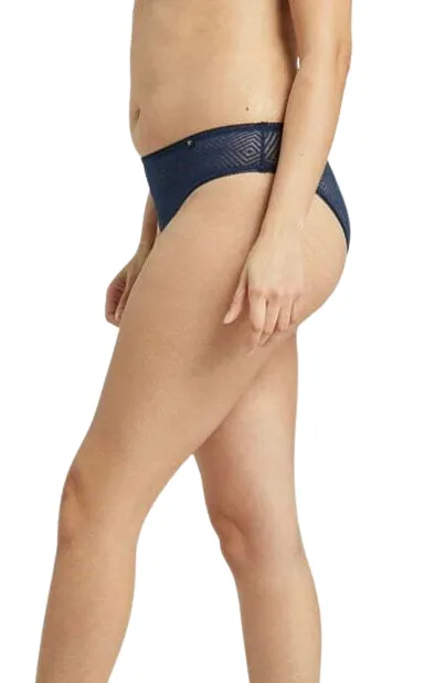The Sheer Deco High Leg Brief Navy