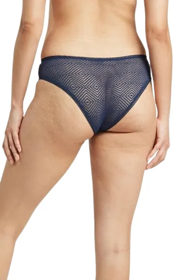 The Sheer Deco High Leg Brief Navy