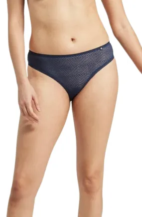 The Sheer Deco High Leg Brief Navy