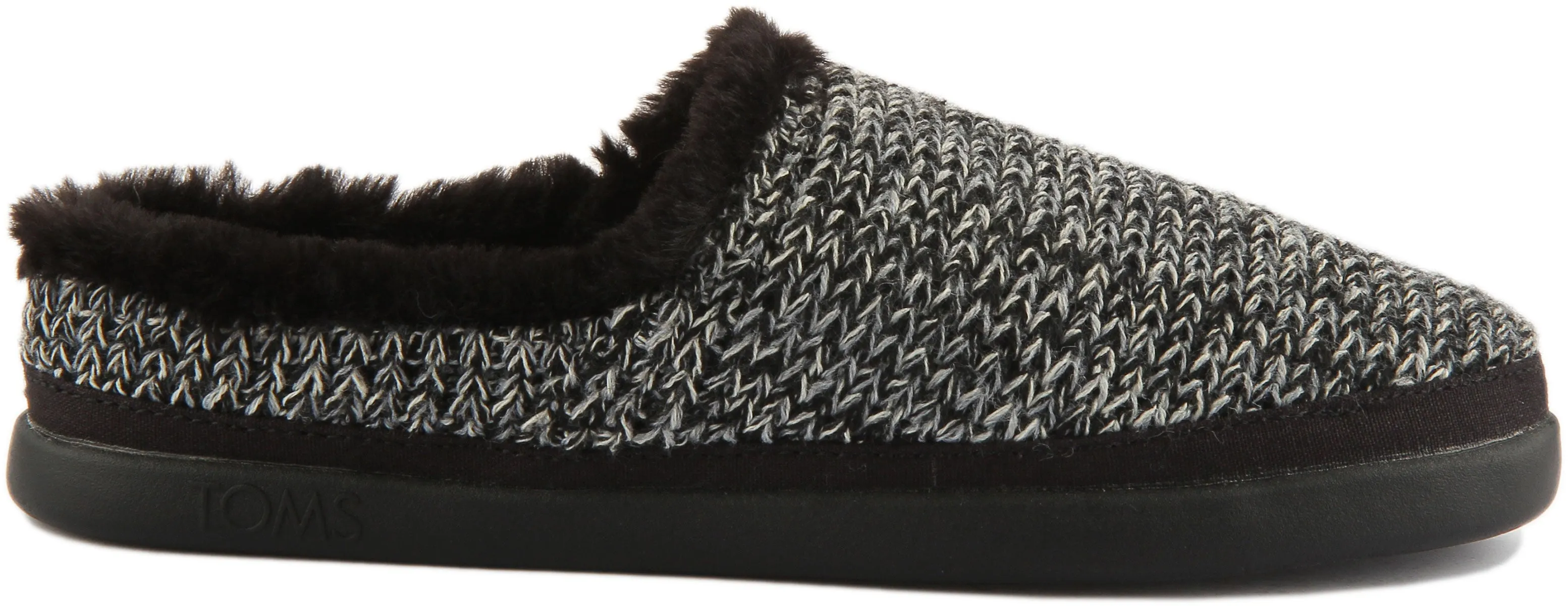 Toms Sage In Black Knitted Slipper For Women