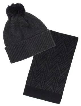 Unisex Tokyo Laundry Doves Hat and Scarf Set in Dark Denim Marl