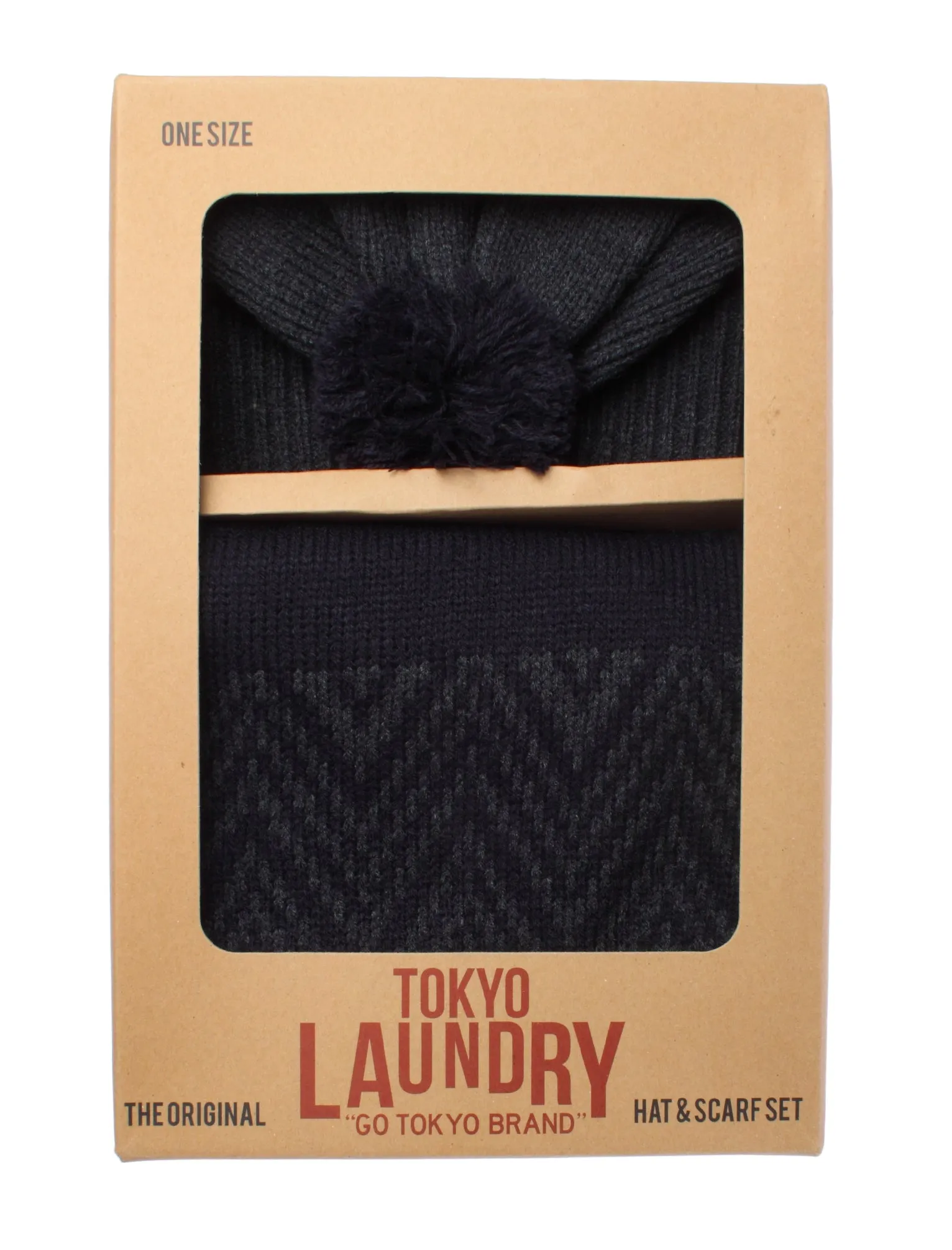 Unisex Tokyo Laundry Doves Hat and Scarf Set in Dark Denim Marl