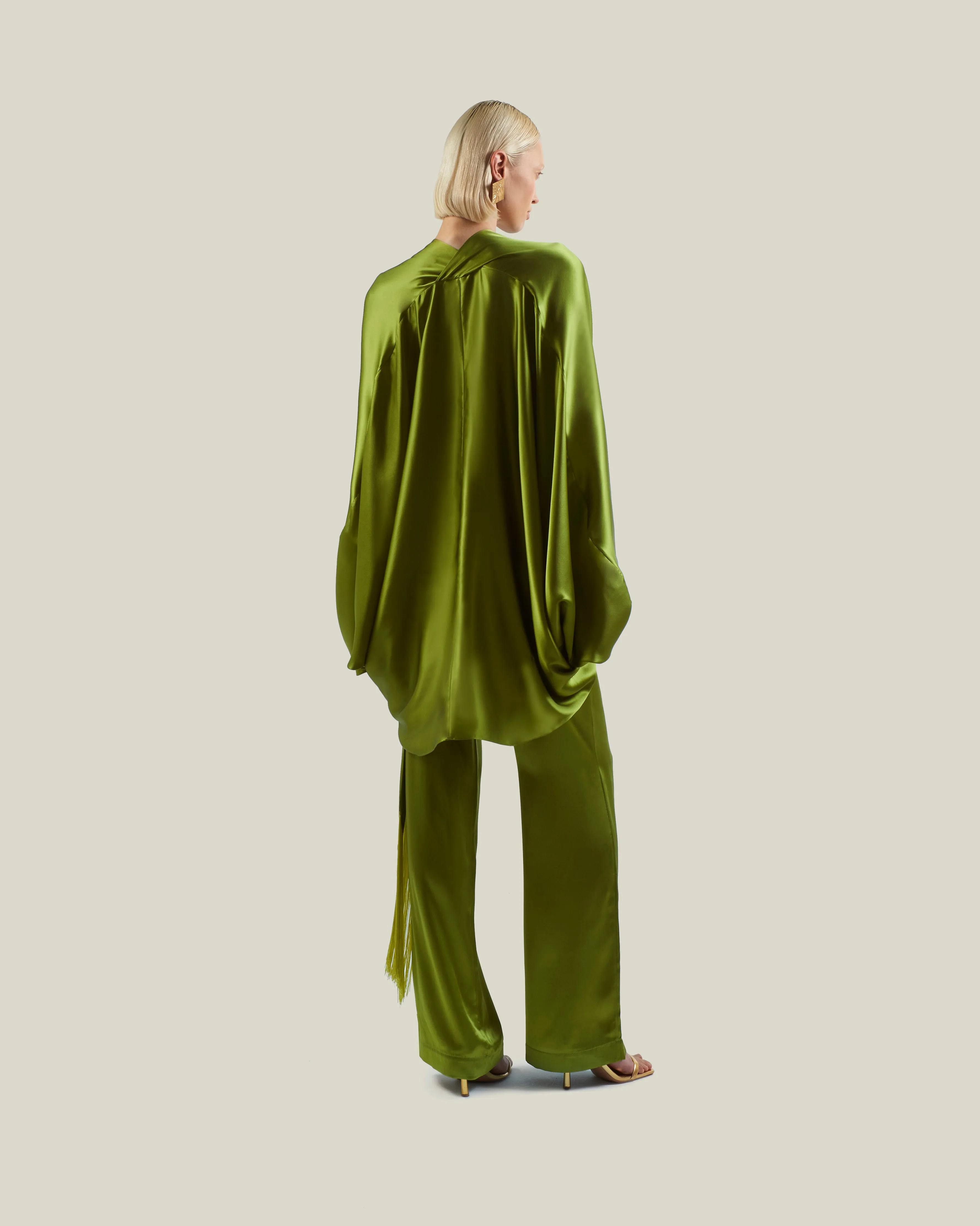 Verdi Satin Pants in Agave