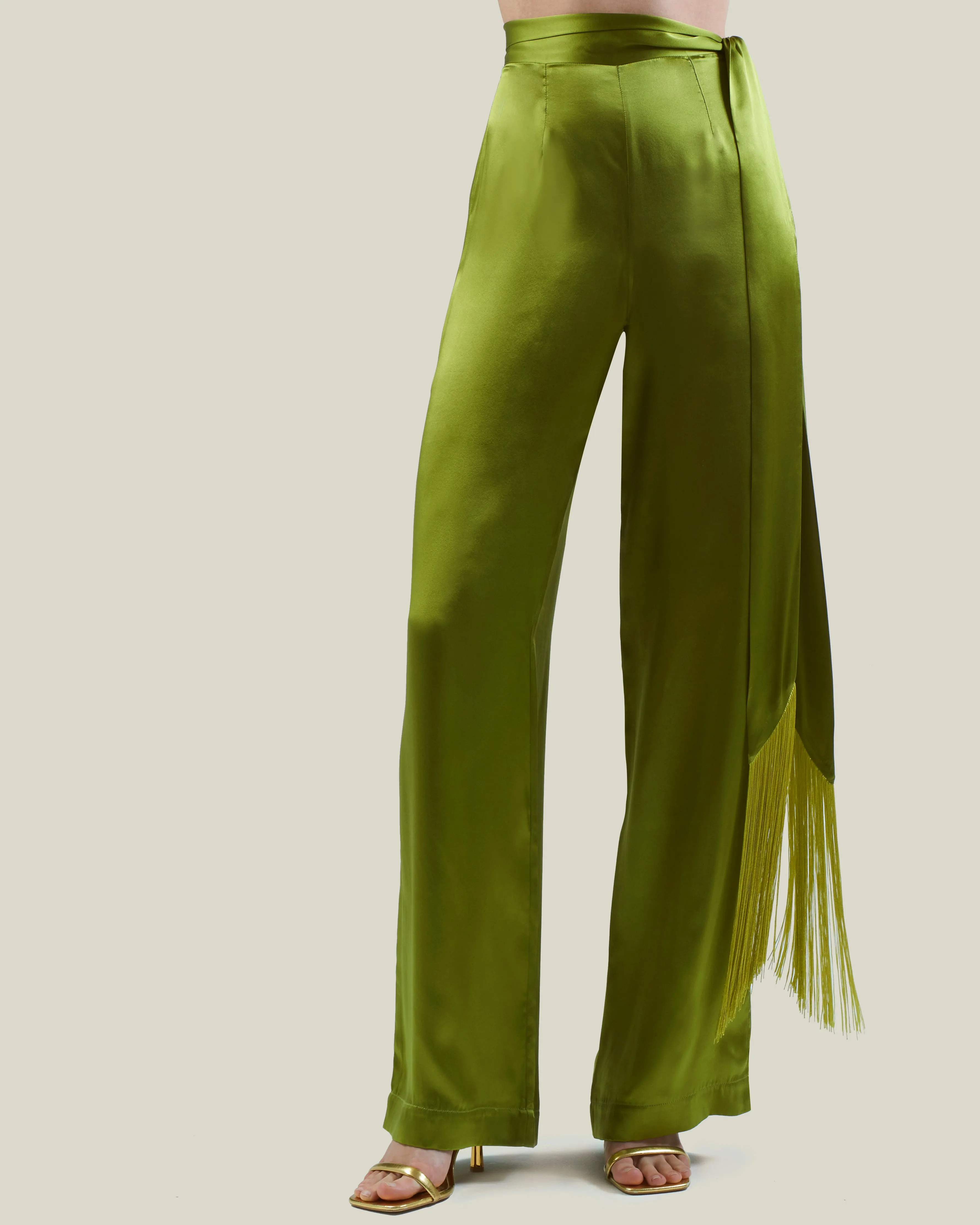 Verdi Satin Pants in Agave